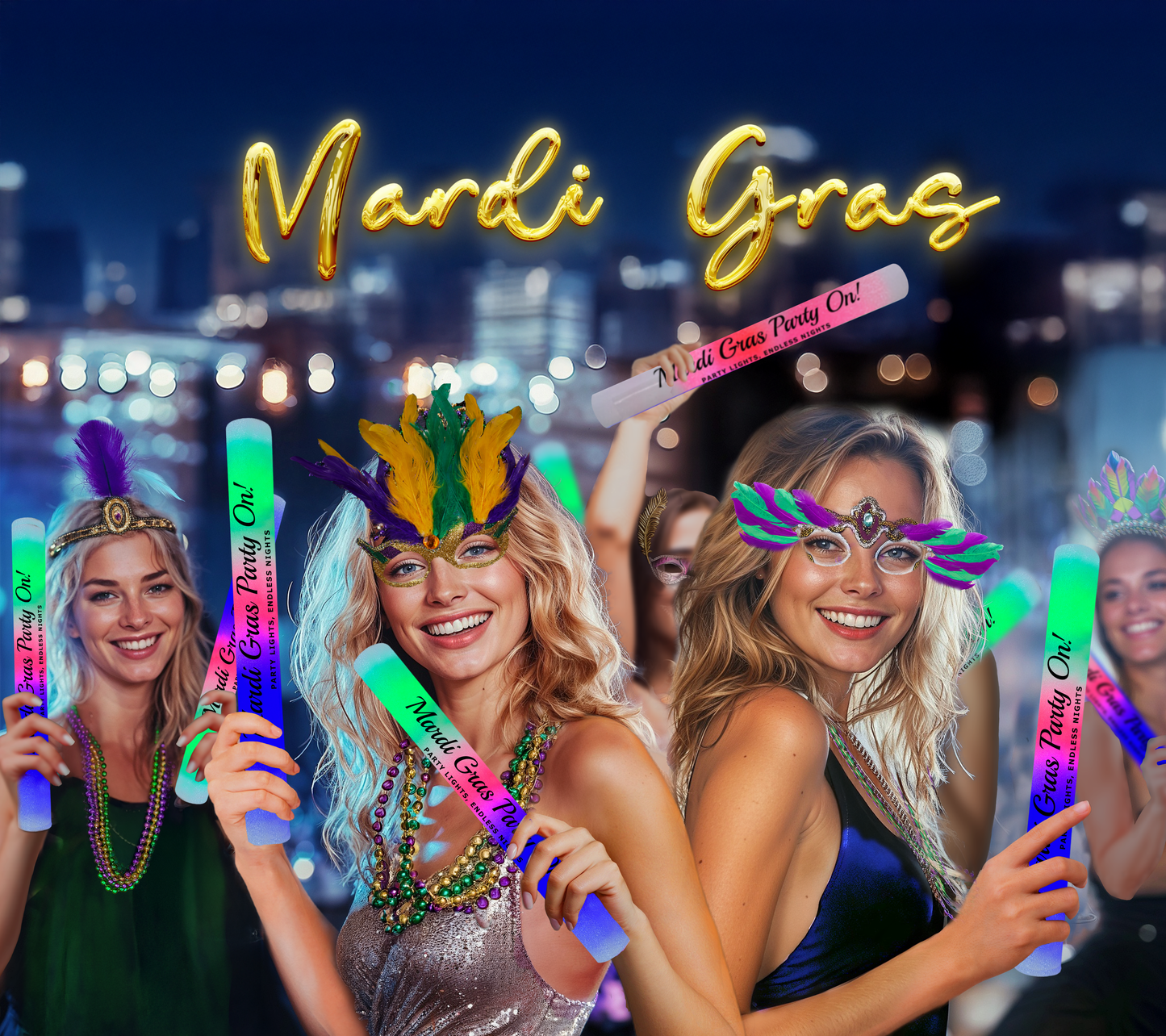 Mardi Gras Personalised Glow Sticks